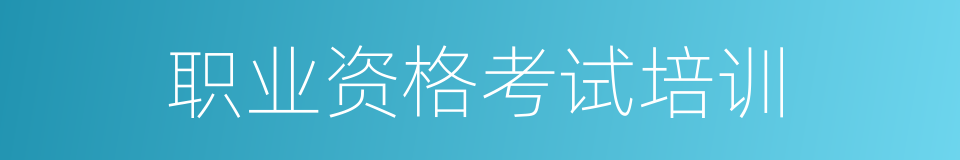 职业资格考试培训的同义词