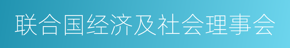 联合国经济及社会理事会的同义词