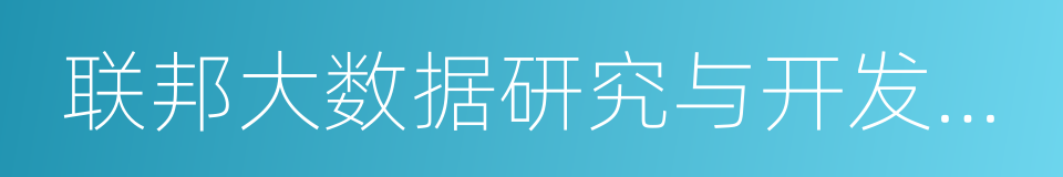 联邦大数据研究与开发战略计划的同义词