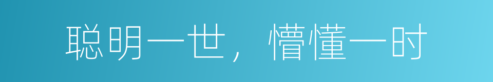 聪明一世，懵懂一时的意思