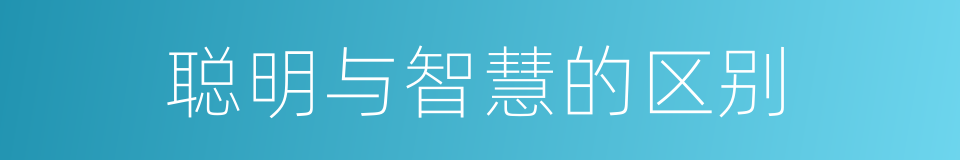 聪明与智慧的区别的同义词