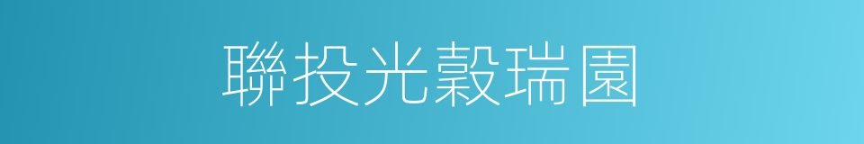 聯投光穀瑞園的同義詞