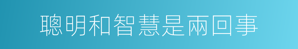 聰明和智慧是兩回事的同義詞