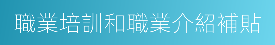 職業培訓和職業介紹補貼的同義詞