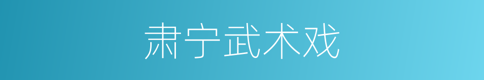 肃宁武术戏的同义词