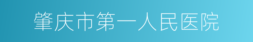 肇庆市第一人民医院的同义词