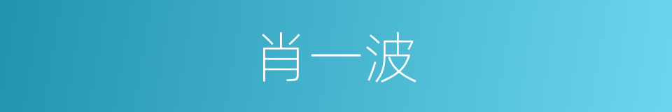 肖一波的同义词