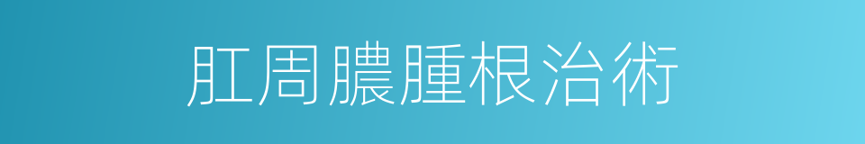 肛周膿腫根治術的同義詞