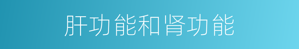 肝功能和肾功能的同义词