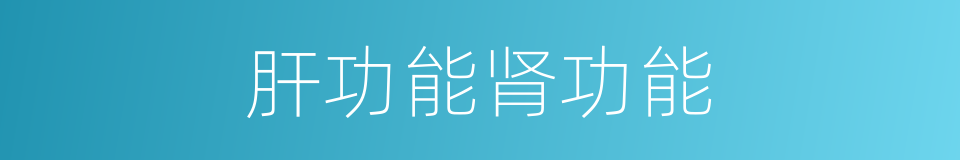 肝功能肾功能的同义词