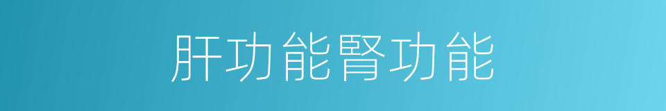 肝功能腎功能的同義詞
