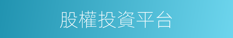 股權投資平台的同義詞