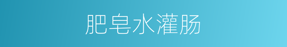 肥皂水灌肠的同义词
