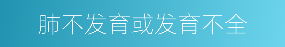 肺不发育或发育不全的同义词