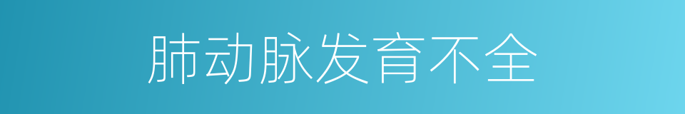 肺动脉发育不全的同义词