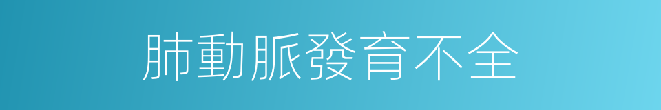 肺動脈發育不全的同義詞