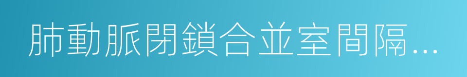 肺動脈閉鎖合並室間隔缺損的同義詞