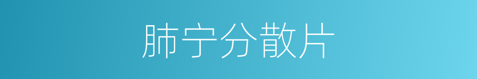 肺宁分散片的同义词