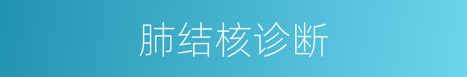 肺结核诊断的同义词