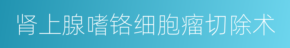 肾上腺嗜铬细胞瘤切除术的意思