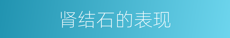 肾结石的表现的同义词