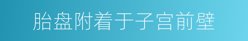 胎盘附着于子宫前壁的同义词