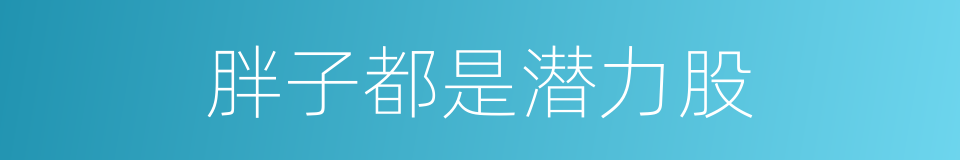 胖子都是潜力股的同义词