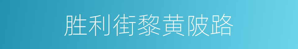 胜利街黎黄陂路的同义词