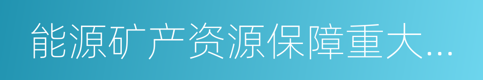 能源矿产资源保障重大工程的同义词