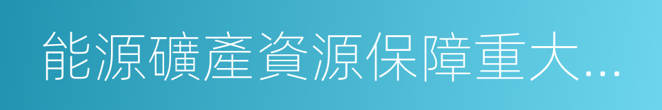 能源礦產資源保障重大工程的同義詞