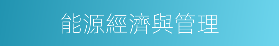 能源經濟與管理的同義詞