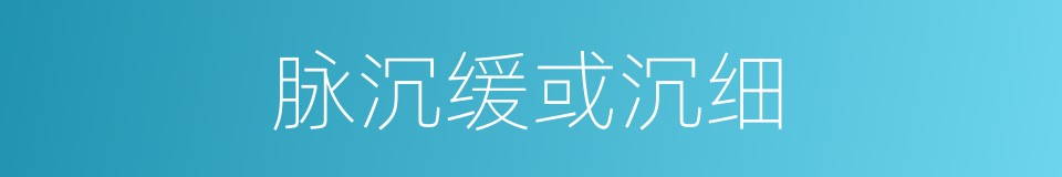 脉沉缓或沉细的同义词