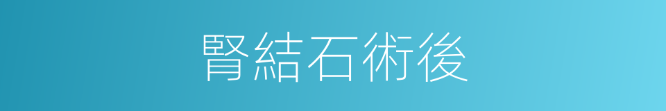 腎結石術後的同義詞