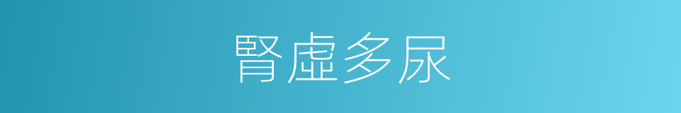 腎虛多尿的同義詞