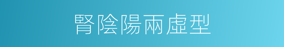 腎陰陽兩虛型的同義詞