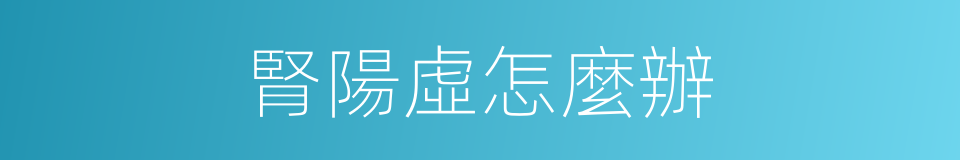 腎陽虛怎麼辦的同義詞