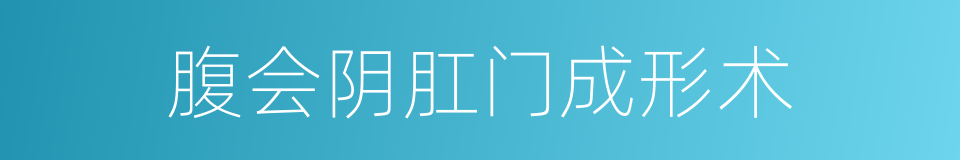 腹会阴肛门成形术的同义词