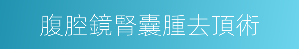 腹腔鏡腎囊腫去頂術的同義詞
