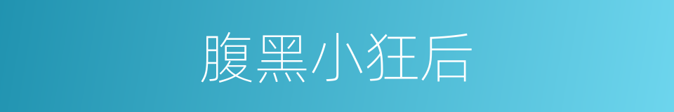 腹黑小狂后的同义词