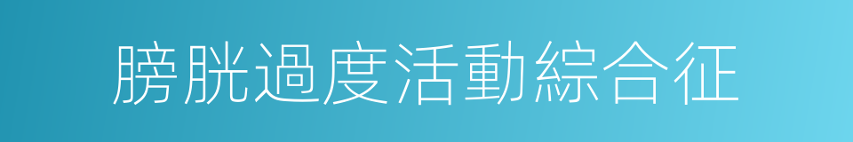 膀胱過度活動綜合征的同義詞