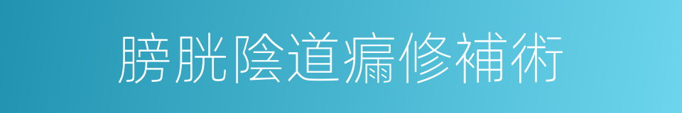 膀胱陰道瘺修補術的同義詞