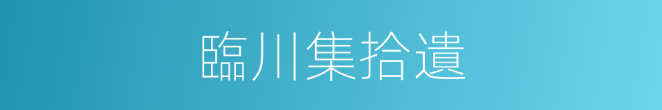 臨川集拾遺的同義詞