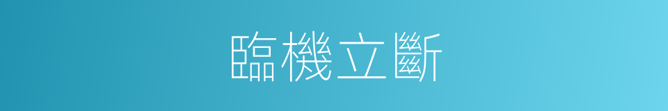 臨機立斷的意思