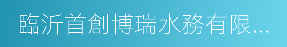 臨沂首創博瑞水務有限公司的同義詞