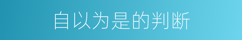 自以为是的判断的同义词