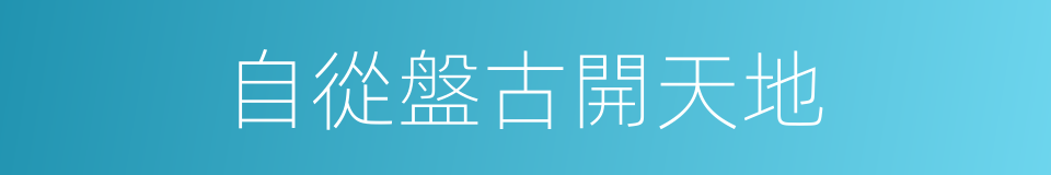 自從盤古開天地的同義詞