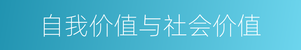 自我价值与社会价值的同义词