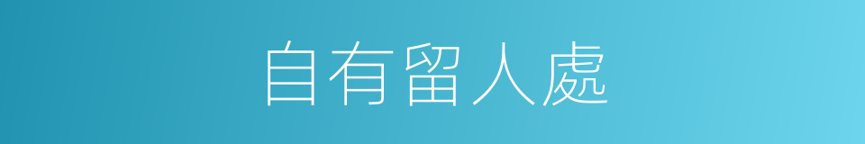 自有留人處的同義詞