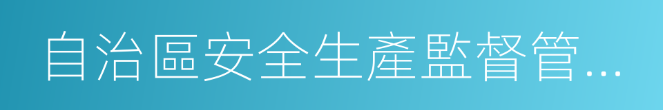 自治區安全生產監督管理局的同義詞