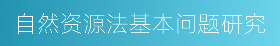 自然资源法基本问题研究的同义词